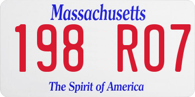 MA license plate 198RO7
