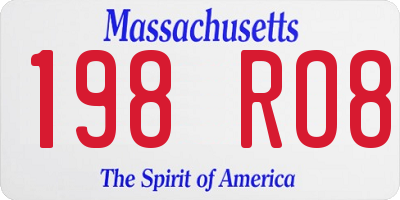 MA license plate 198RO8
