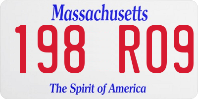MA license plate 198RO9