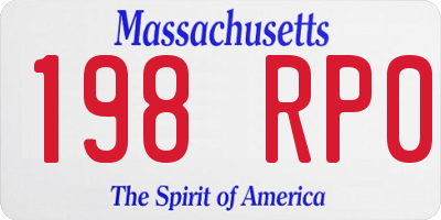 MA license plate 198RP0