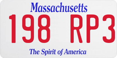 MA license plate 198RP3