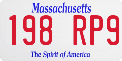 MA license plate 198RP9