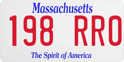 MA license plate 198RR0