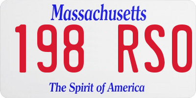MA license plate 198RS0