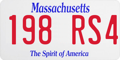 MA license plate 198RS4
