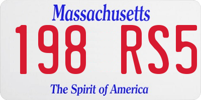 MA license plate 198RS5