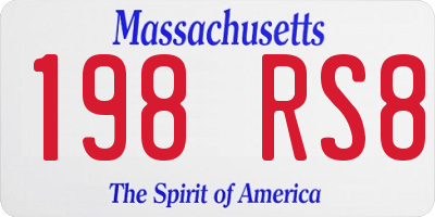 MA license plate 198RS8