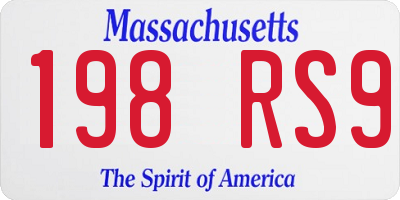 MA license plate 198RS9