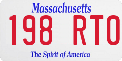 MA license plate 198RT0