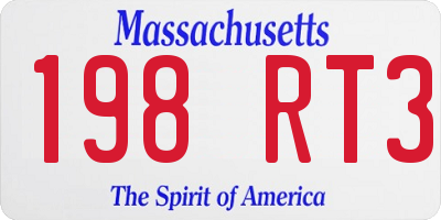 MA license plate 198RT3