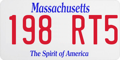 MA license plate 198RT5