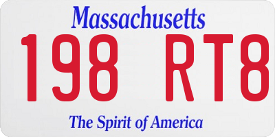 MA license plate 198RT8