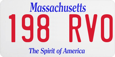 MA license plate 198RV0