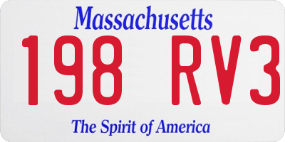 MA license plate 198RV3