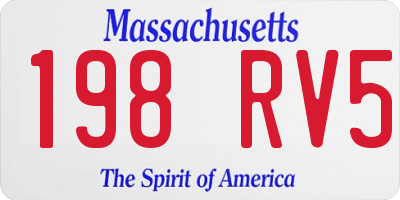 MA license plate 198RV5