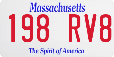 MA license plate 198RV8