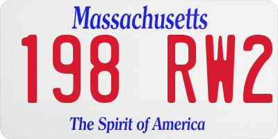 MA license plate 198RW2