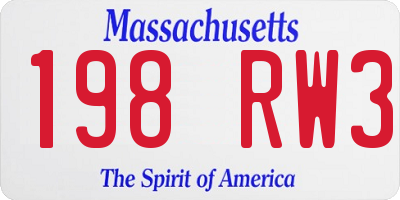 MA license plate 198RW3