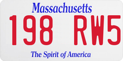 MA license plate 198RW5