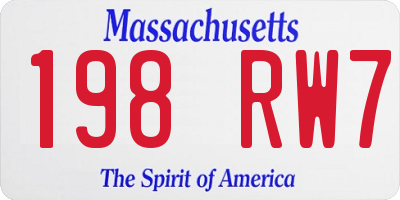 MA license plate 198RW7