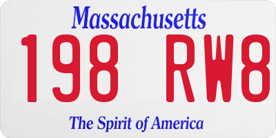MA license plate 198RW8