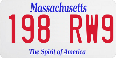 MA license plate 198RW9