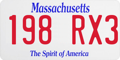 MA license plate 198RX3