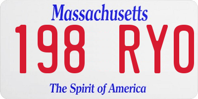 MA license plate 198RY0