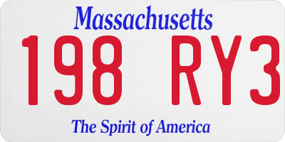 MA license plate 198RY3