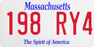 MA license plate 198RY4