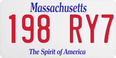 MA license plate 198RY7