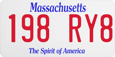 MA license plate 198RY8