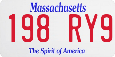 MA license plate 198RY9