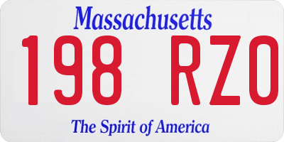 MA license plate 198RZ0