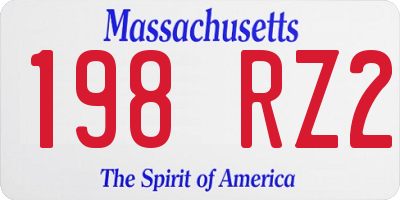 MA license plate 198RZ2
