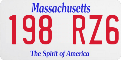 MA license plate 198RZ6