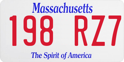 MA license plate 198RZ7