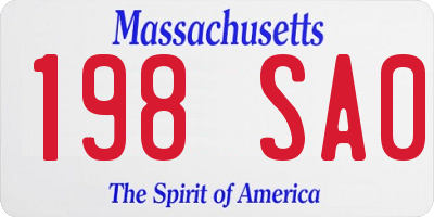 MA license plate 198SA0