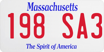 MA license plate 198SA3