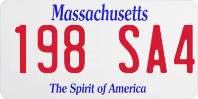 MA license plate 198SA4