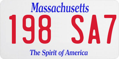 MA license plate 198SA7