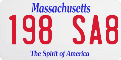MA license plate 198SA8