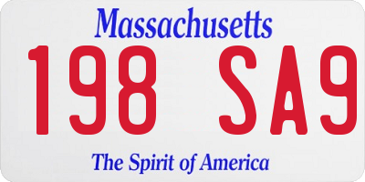 MA license plate 198SA9