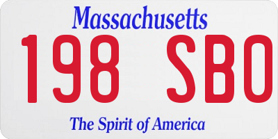 MA license plate 198SB0