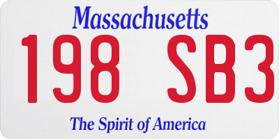 MA license plate 198SB3