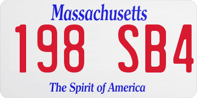 MA license plate 198SB4