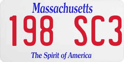 MA license plate 198SC3