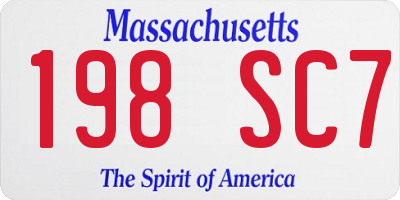 MA license plate 198SC7