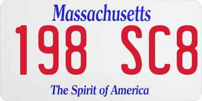 MA license plate 198SC8