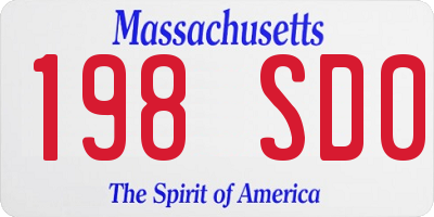 MA license plate 198SD0